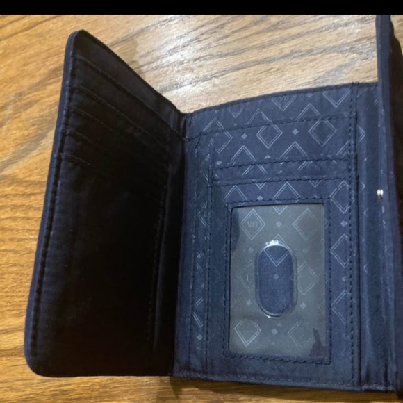Vera Bradley Navy Quilted With Zippered Coin Tri-Fold Wallet RFID Blocking - Picture 5 of 5